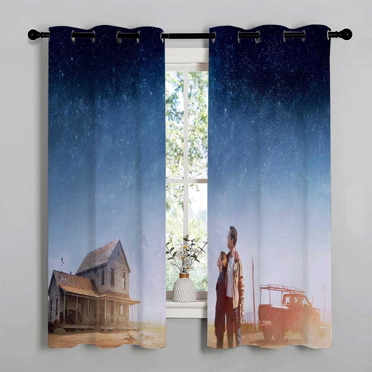 YANFENQI Cortinas para Habitacion Cortinas opacas coloridas para puerta de cielo, 63 pulgadas de ancho por 80 pulgadas de largo, 2 paneles