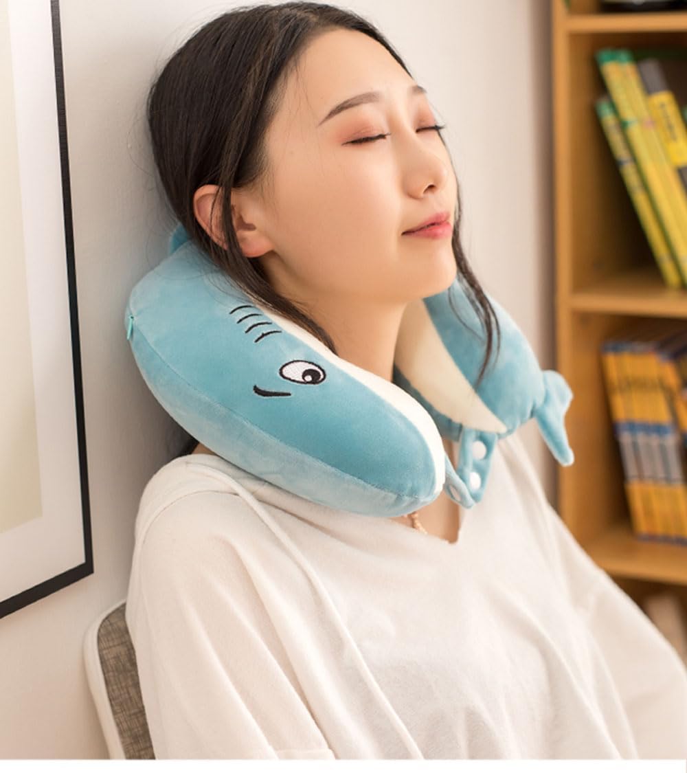 VIFINE Almohadas de cuello de espuma viscoelástica suaves y ajustables para avión, asiento de automóvil, viajes para niños y niñas