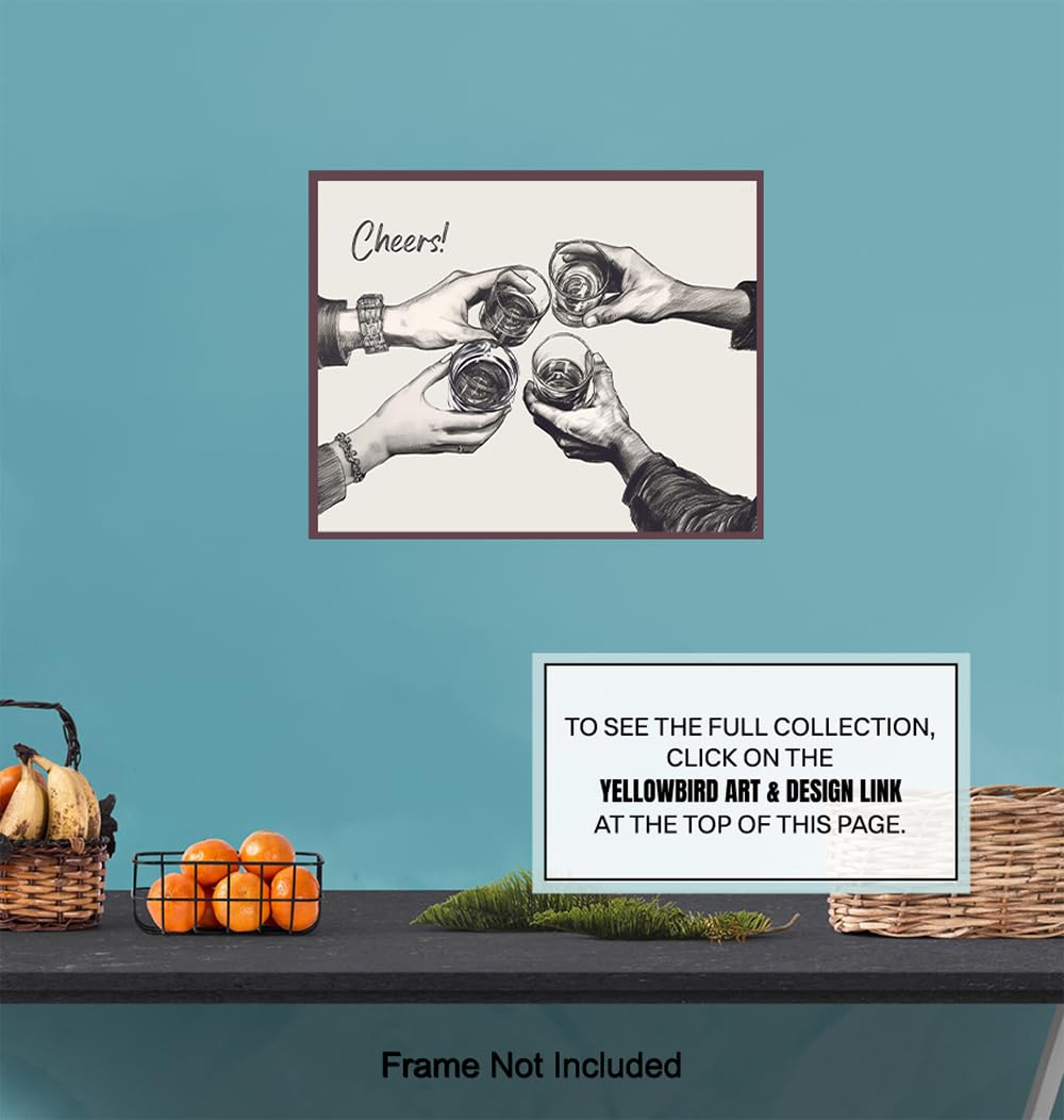 Bar Decor – Cocktail Party Decorations – Kitchen Wall Art – Posters for Men – Man cave Wall Decor – Cafe Wall Art & Decor – Cheers Sign – Dining