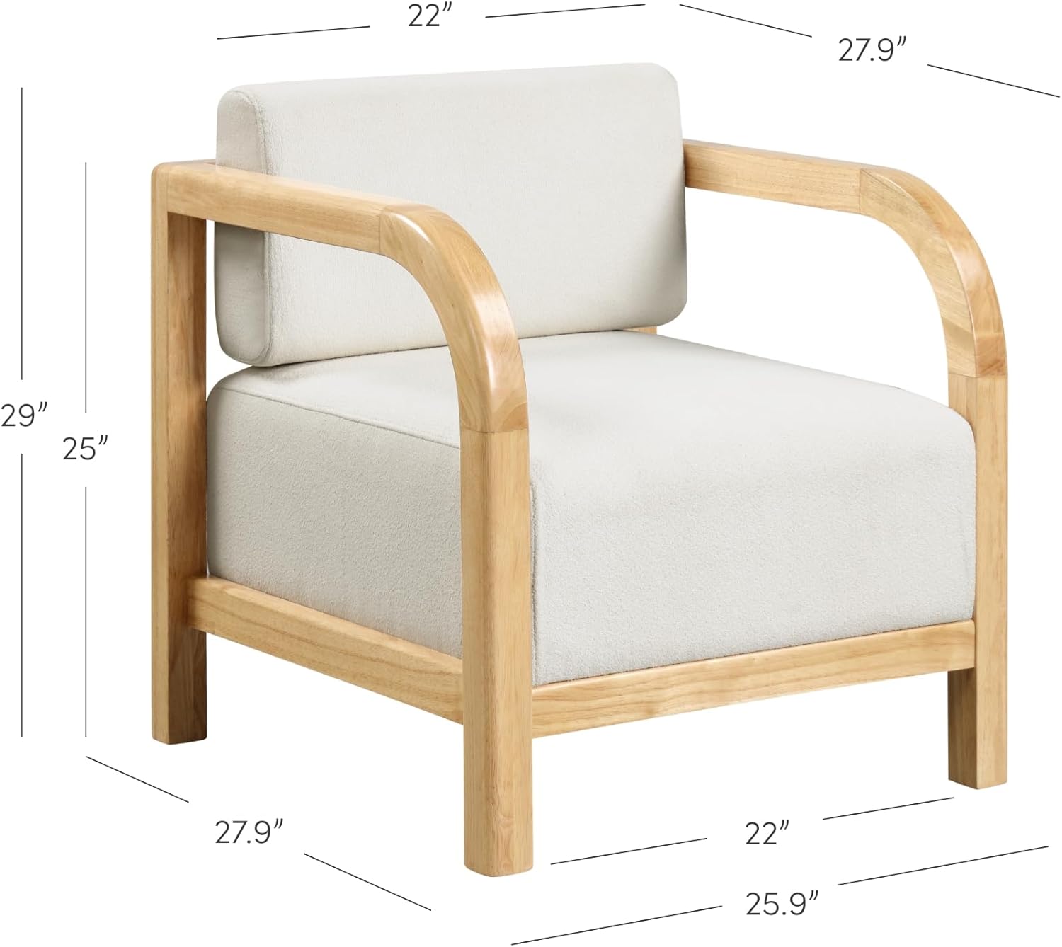 Nathan James Jayden – Silla escandinava decorativa, silla de dormitorio tapizada de lino con marco de madera maciza y asiento acolchado de felpa,
