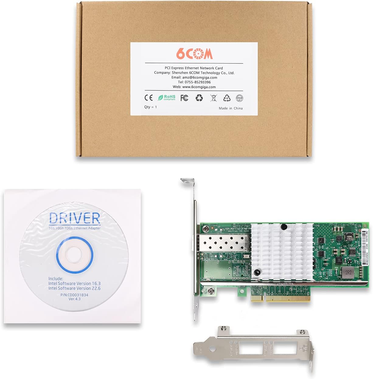 Tarjeta de red PCI-E NIC de 10 Gb, con chip Intel 82599EN, comparada con Intel X520-DA1, puerto SFP+ único, PCI Express X8, adaptador de red