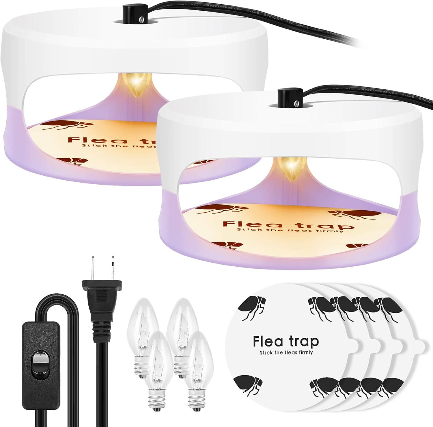 Trampas para pulgas para el interior de tu hogar, paquete de 2 unidades, nuevo asesino de pulgas para casa, trampas de luz para pulgas con