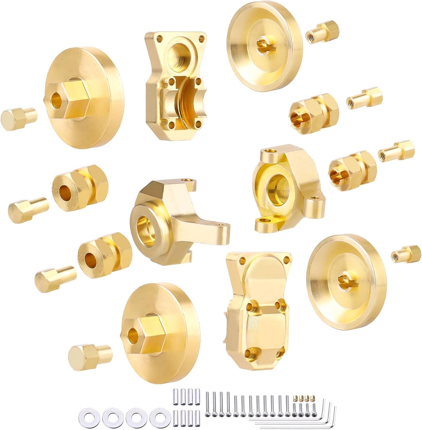 Hobbypark Nudillos de dirección, pesos de rueda de diferencia, cubierta delantera y trasera, extendida de 0.276 in, adaptadores de cubos hexagonales