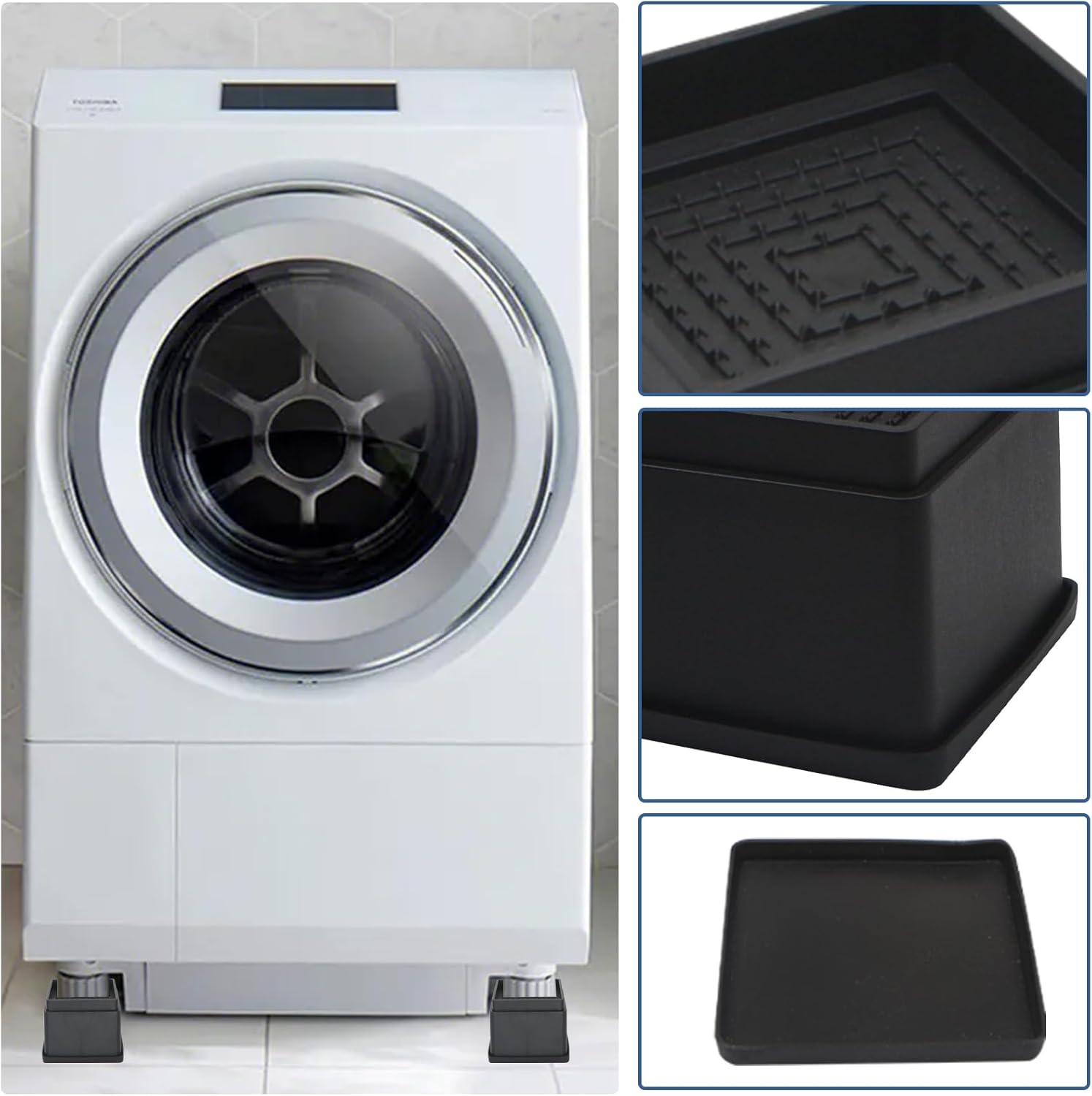 MYMULIKE Elevadores de cama de 2 pulgadas, juego de 6, elevadores ajustables para muebles de cama de 1, 2 o 3 pulgadas, elevadores de cama