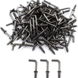 100 ganchos de bronce negro con rosca pequeños de 58 pulgadas en forma de L, 1 forma de ganchos de ángulo recto, 7 ganchos de tornillo de medalla de 100 ganchos de bronce negro con rosca pequeños de 58 pulgadas en forma de L, 1 forma de ganchos de ángulo recto, 7 ganchos de tornillo de medalla de