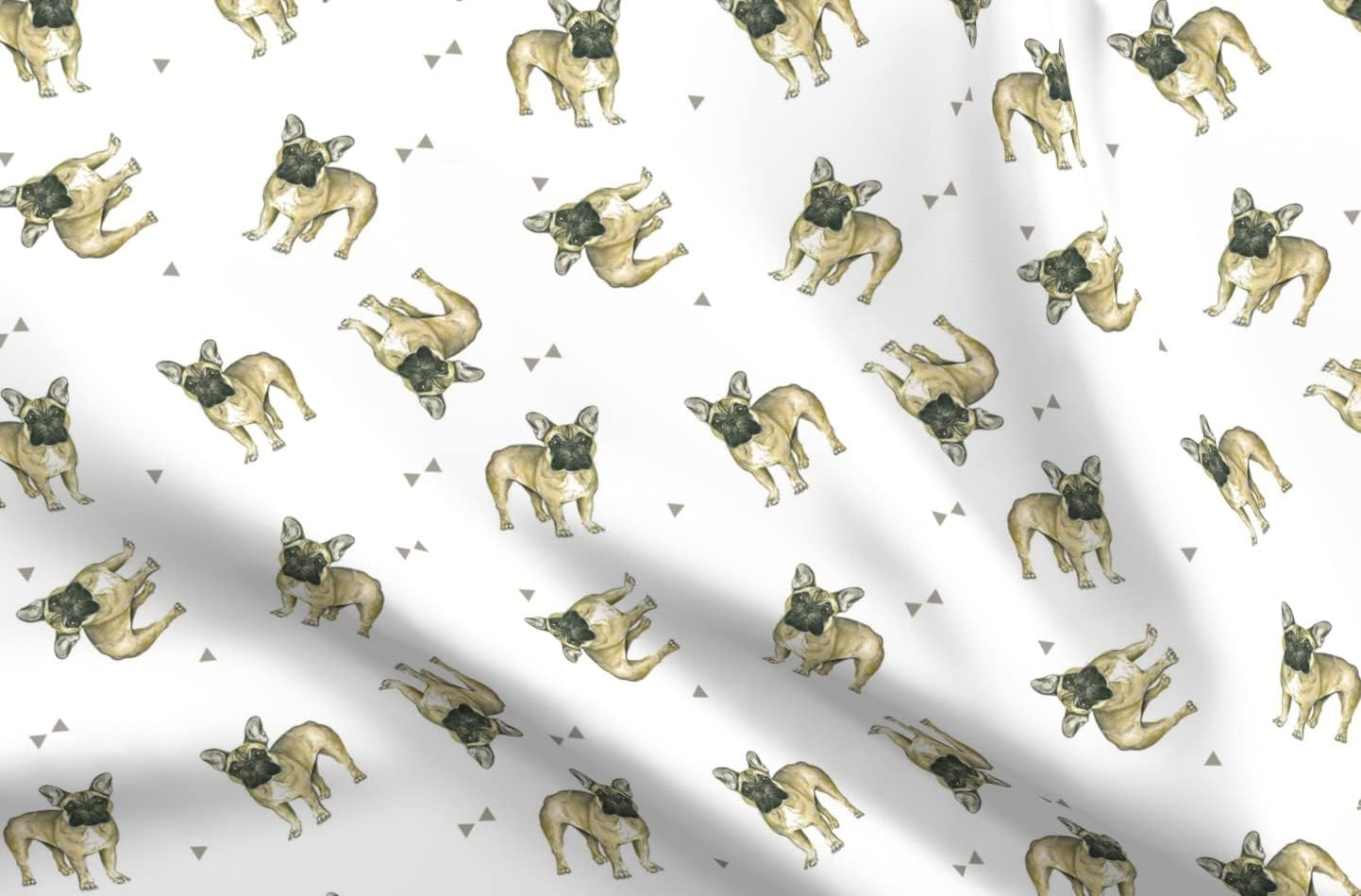 Spoonflower Tela  Bulldogs franceses Bulldog francés perro cachorro impreso en pétalo, tela de algodón de la firma Fat Quarter  costura acolchado