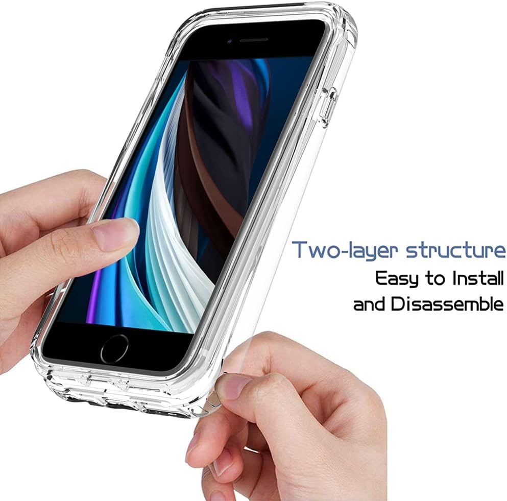 Bohefo Funda transparente compatible con iPhone SE 2020, iPhone 8, iPhone 7 para niñas y mujeres, bonita funda protectora de TPU de cristal a prueba