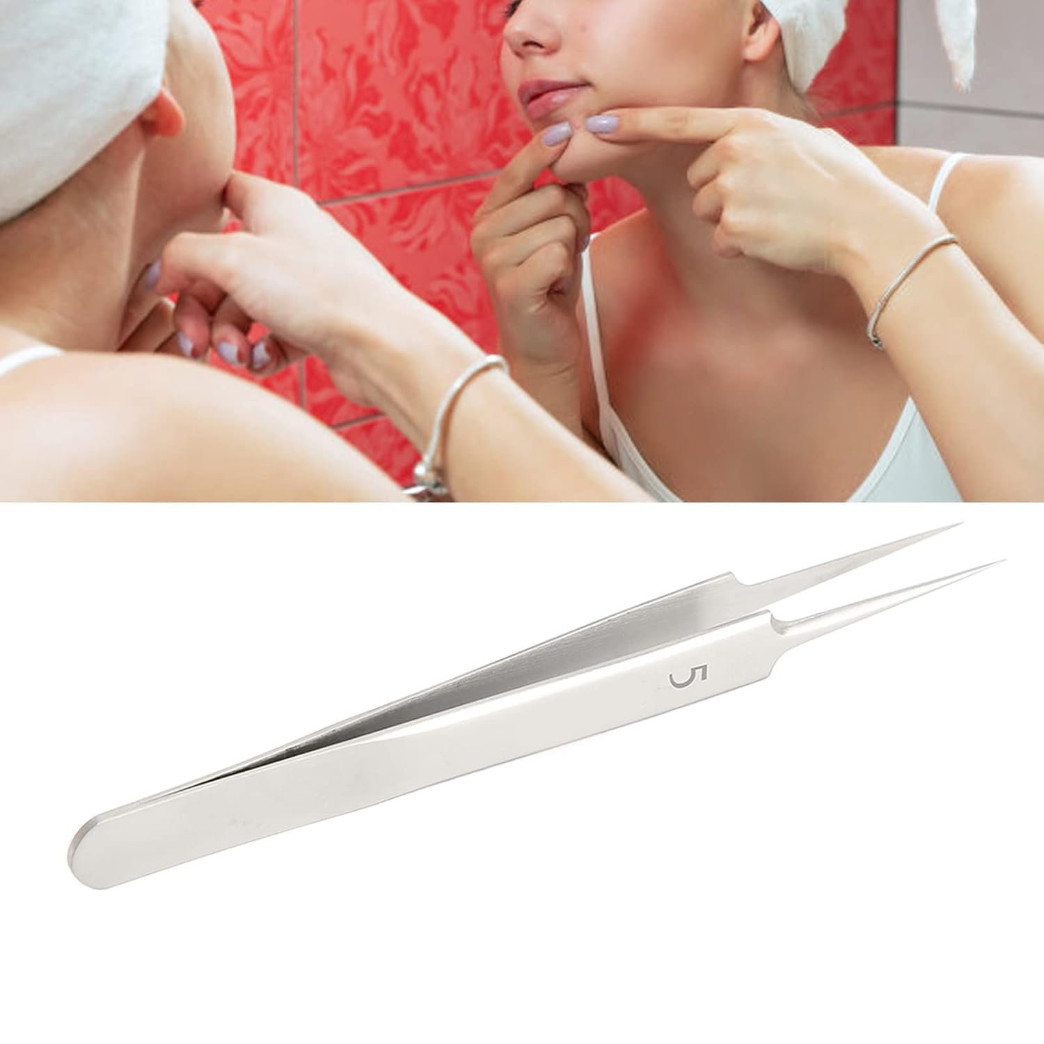 Herramienta de eliminación de puntos negros, pinzas para eliminar puntos negros, kit de herramientas de acero inoxidable, extractor de comedones,