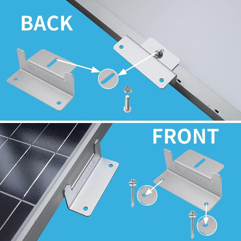 4 unidades por juego de soportes Z de montaje en panel solar, soportes de montaje de panel solar, aluminio ligero sin corrosión para caravanas,
