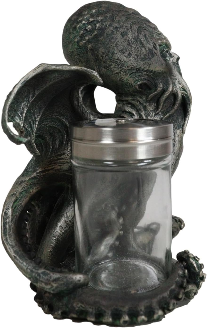 Ebros Gift Cthulhu con alas legendarias Cthulhu The Wise One Octopus Kraken Ocean Monster Salt and Pepper Shakers Holder Figurine Kitchen Dining