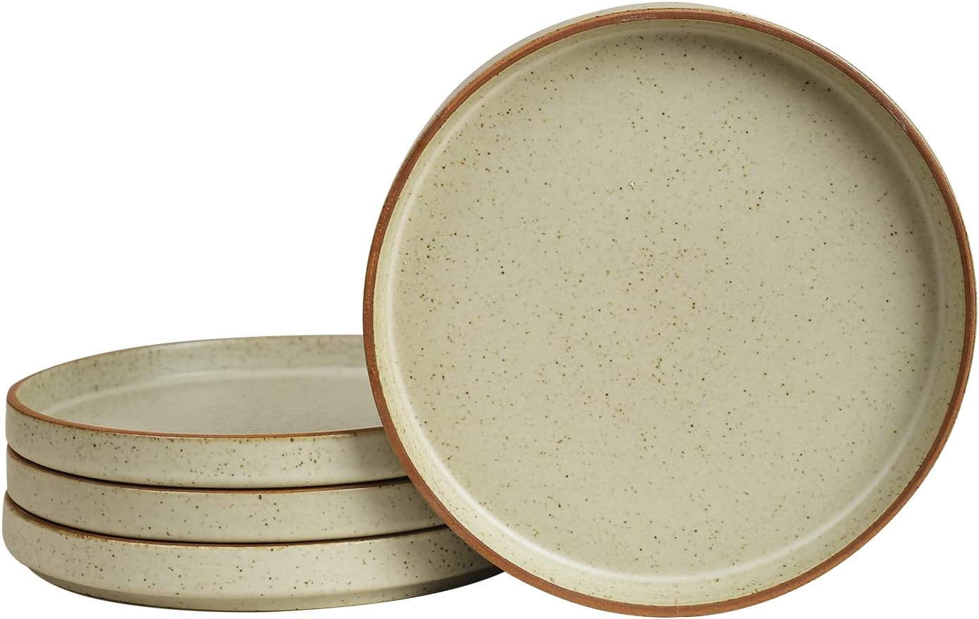 Jantao – Plato de ensalada circular de cerámica hecho a mano, juego de 4 piezas de vajilla esmaltada mate de 8.26 pulgadas, aperitivos de cocina,