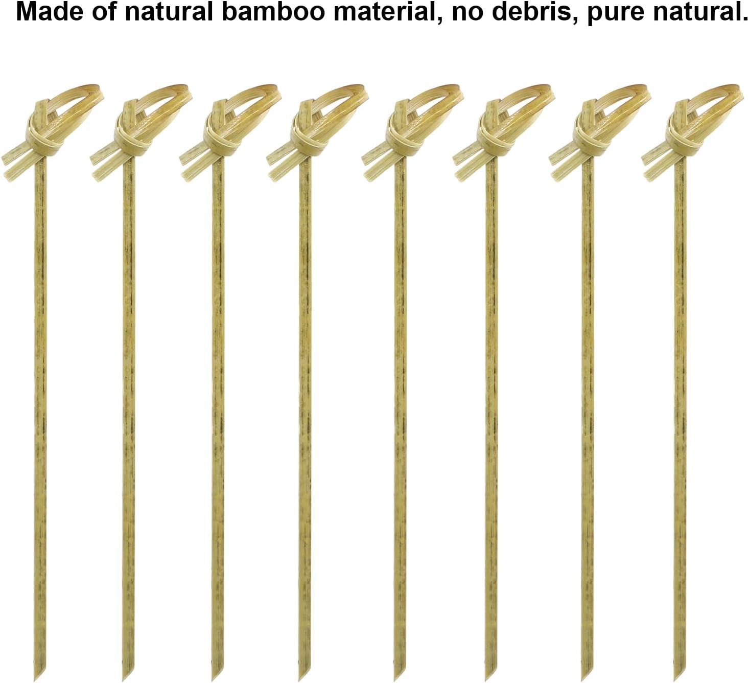 200 púas de madera de bambú para aperitivos, brochetas de madera de 4.7 pulgadas para bebidas, sándwich, palillos de dientes, barbacoa, fruta,