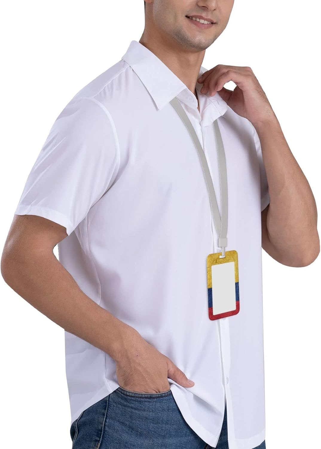 Portatarjetas de identificación impermeables con 1 ventana de identificación transparente y 1 ranura para tarjeta de crédito y un cordón desmontable