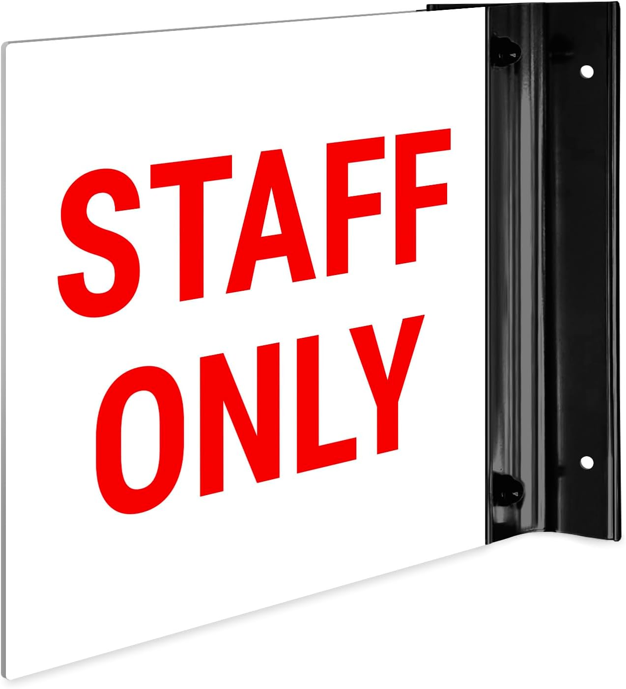 Staff Only Projecting Letrero de doble cara, 6×6 pulgadas, ACM, con accesorio negro satinado de níquel cepillado, fabricado en Estados Unidos