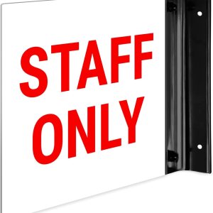 Staff Only Projecting Letrero de doble cara, 6×6 pulgadas, ACM, con accesorio negro satinado de níquel cepillado, fabricado en Estados Unidos Staff Only Projecting Letrero de doble cara, 6×6 pulgadas, ACM, con accesorio negro satinado de níquel cepillado, fabricado en Estados Unidos
