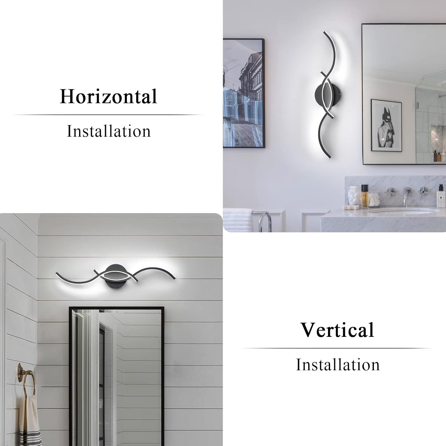 EDISLIVE Moderna lámpara LED de tocador, regulable, moderna lámpara de tocador LED lineal, con pantalla de tira acrílica, luces LED de tocador de 24