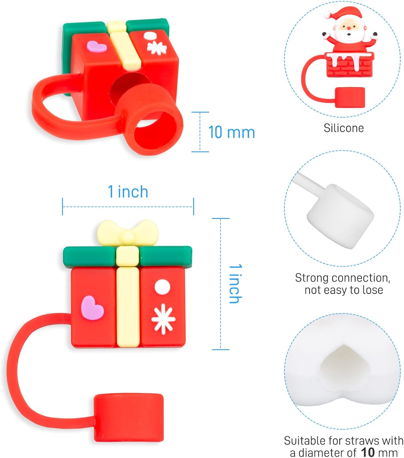 COCGVEL Paquete de 4 fundas de popote de Navidad compatibles con vasos Stanley de 30 y 40 onzas, 2564 pulgadas, bonita cubierta de popote de
