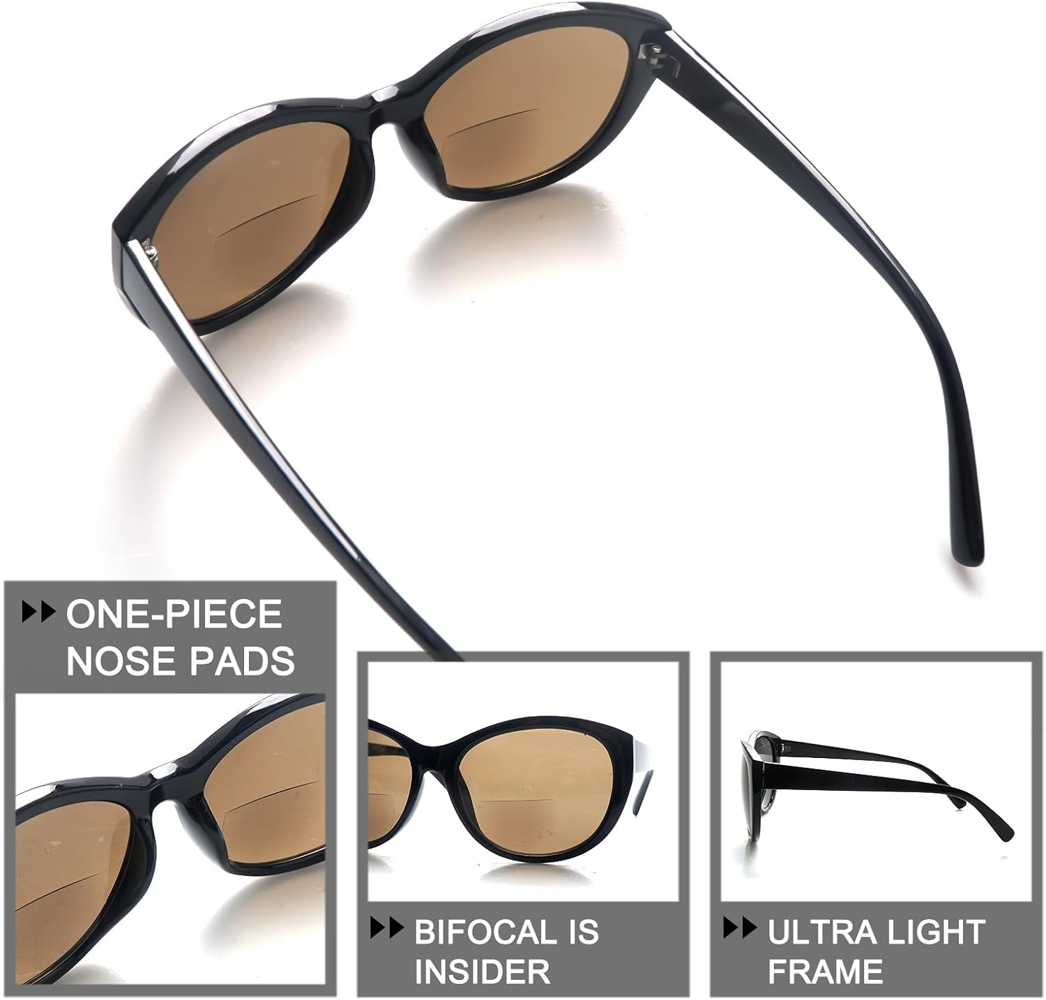 BONCAMOR Paquete de 4 lentes de sol bifocales de lectura para mujeres y hombres, protección UV400, lentes de sol para exteriores