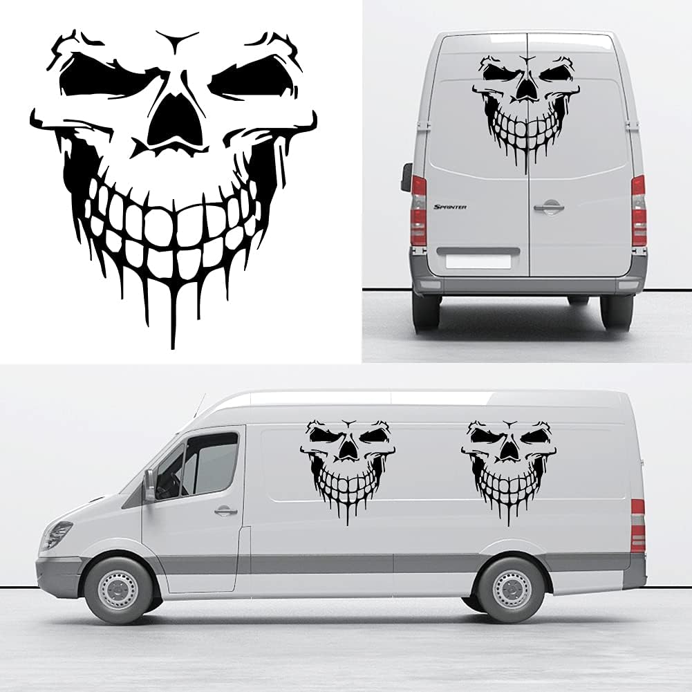 JSCARLIFE Calcomanías de calavera para automóvil, prácticas calcomanías para capó de automóvil, calcomanías gráficas de vinilo autoadhesivas para