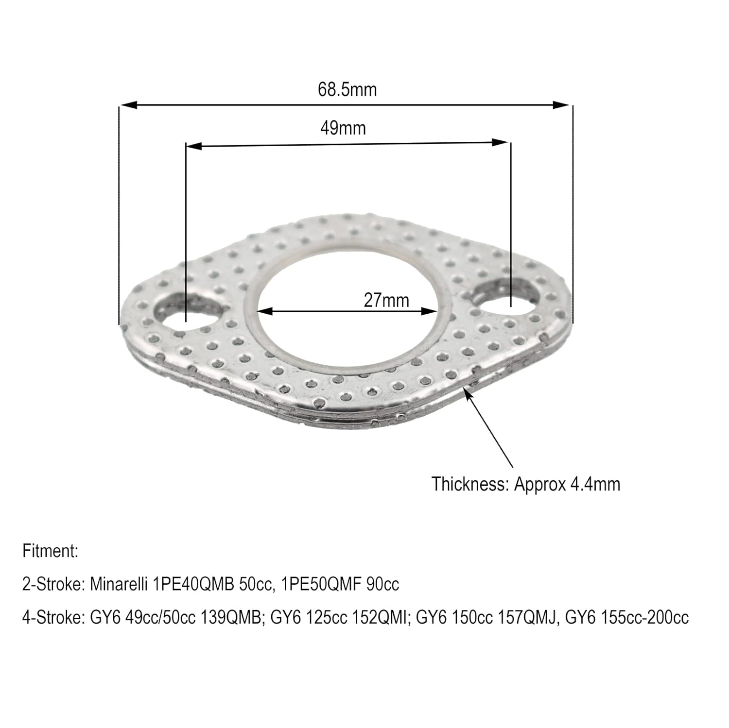 Glixal GY6 50cc 125cc 150cc resistente junta de escape de metal extra grueso para 139QMB 139QMA 152QMI 157QMJ basado motor scooter ciclomotor ATV