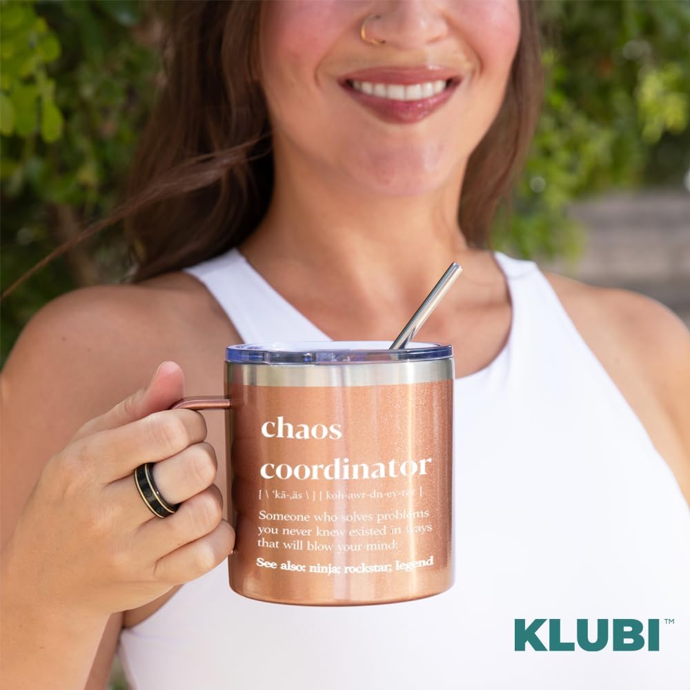 Chaos Coordinator – Taza de oro rosa de 14 onzas, idea de regalo única para mujeres jefas, ella, mejor mamá, compañera de trabajo, gerente de
