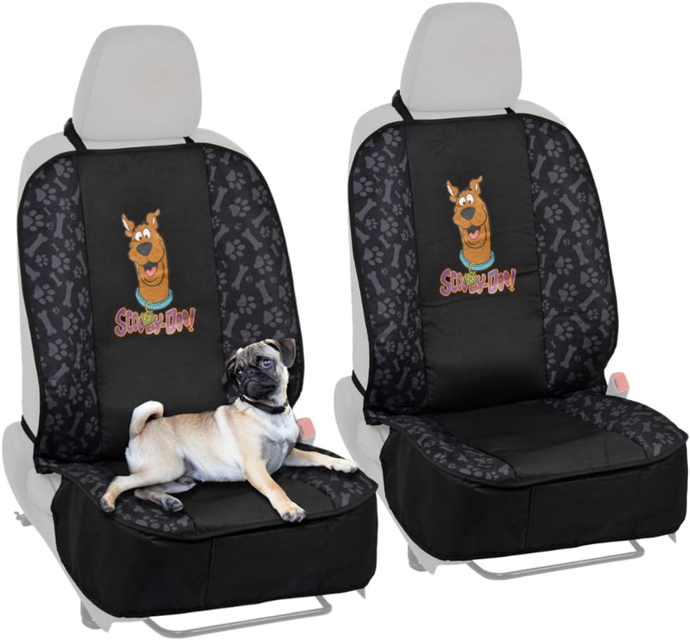 Scooby Doo – Fundas de asiento de automóvil impermeables para perros, paquete de 2 asientos delanteros, protector de asiento delantero Oxford negro