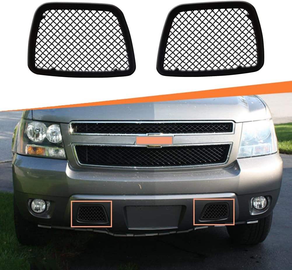 Rejilla de malla de acero inoxidable negra para 2008 2009 2010 2011 2012 2013 2014 Tahoe Avalanche Suburban parachoques inferior inserto de parrilla