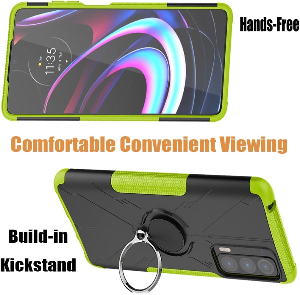 Funda compatible con Moto Edge 2021, Moto Edge 5G UW con protector de pantalla de vidrio templado, soporte magnético con soporte magnético para