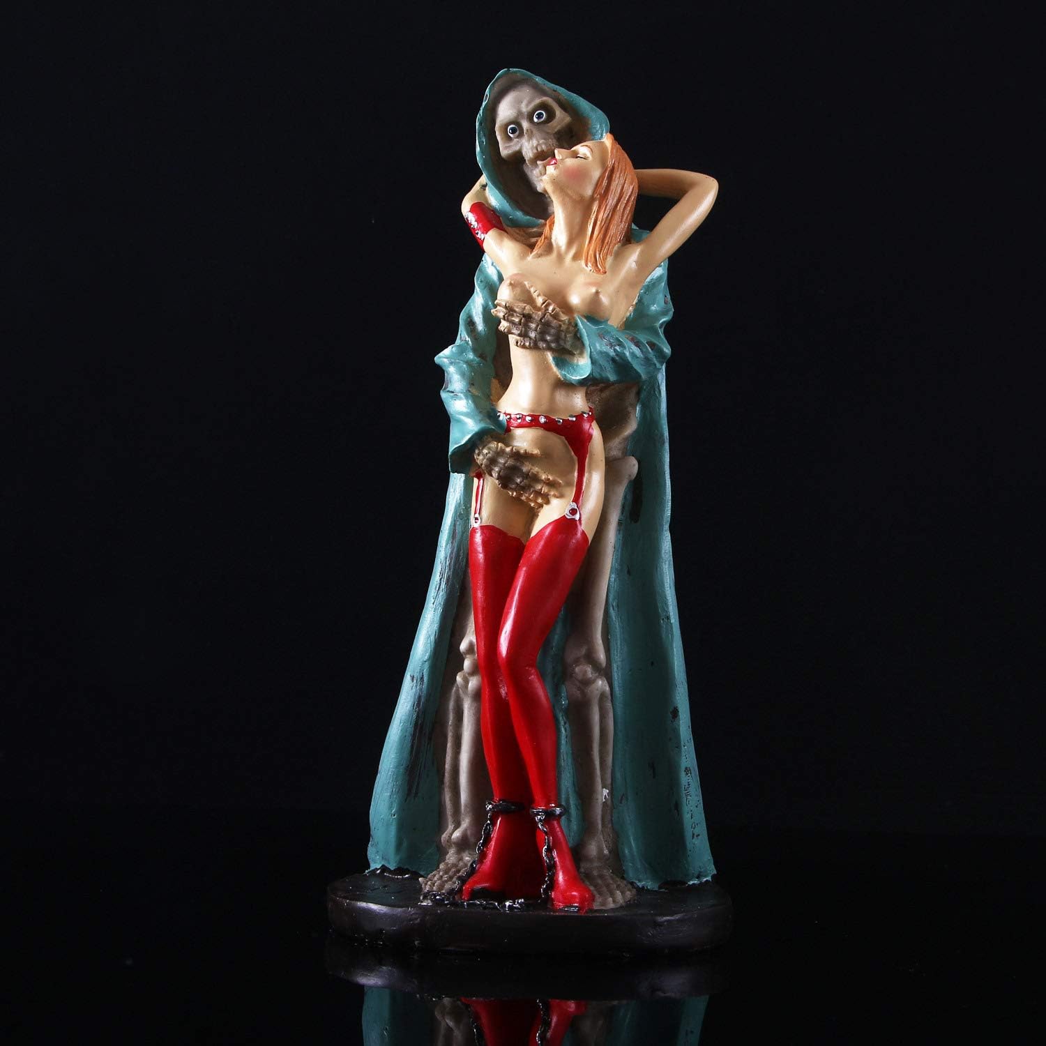 Tvoip Figuras creativas de resina de cráneo, fantasma y belleza, estatua sexy, 2 posturas para el hogar, bar, fiesta, escritorio, adorno decorativo,