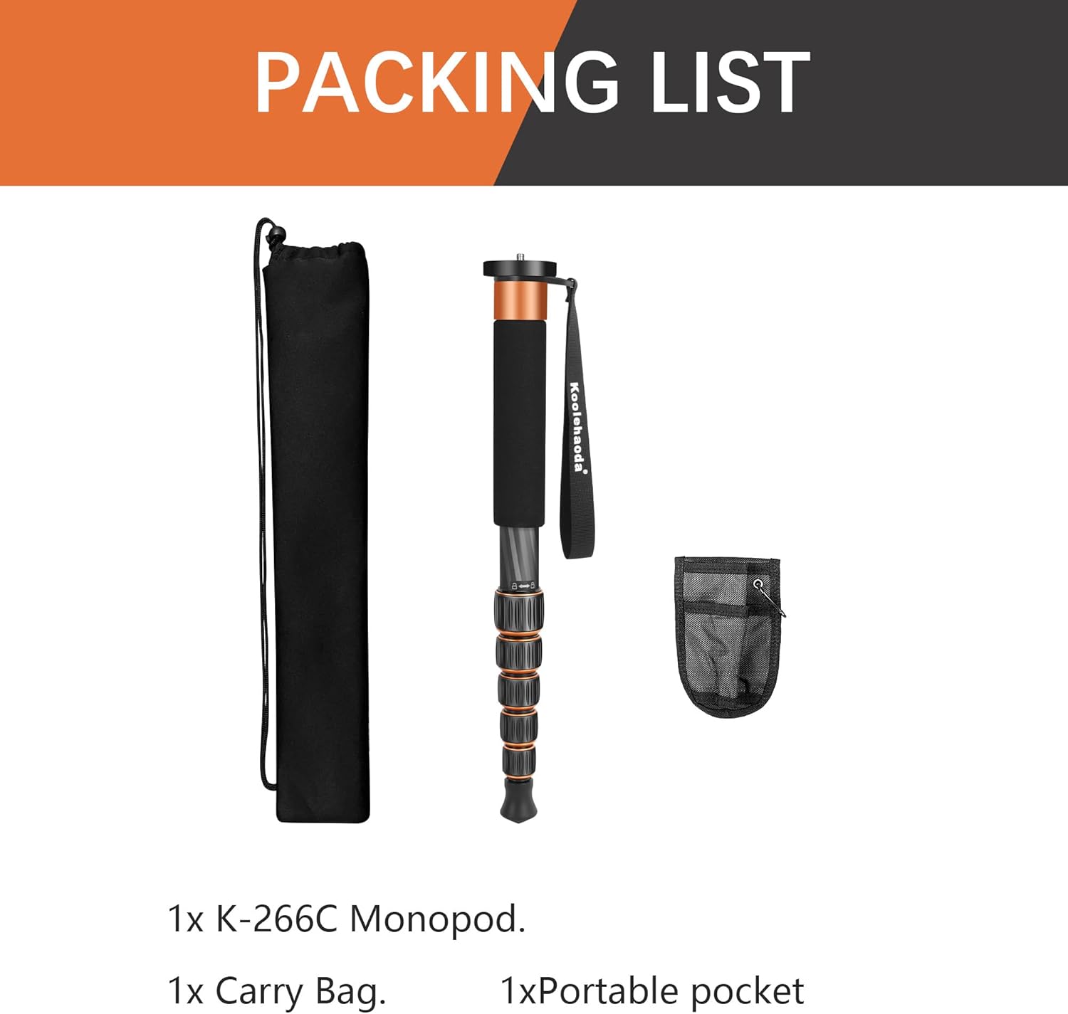 Koolehaoda Monopod de fibra de carbono de 6 secciones portátil compacto ligero monopod Unipod Stick para cámaras Canon, Nikon y Sony sin espejo y