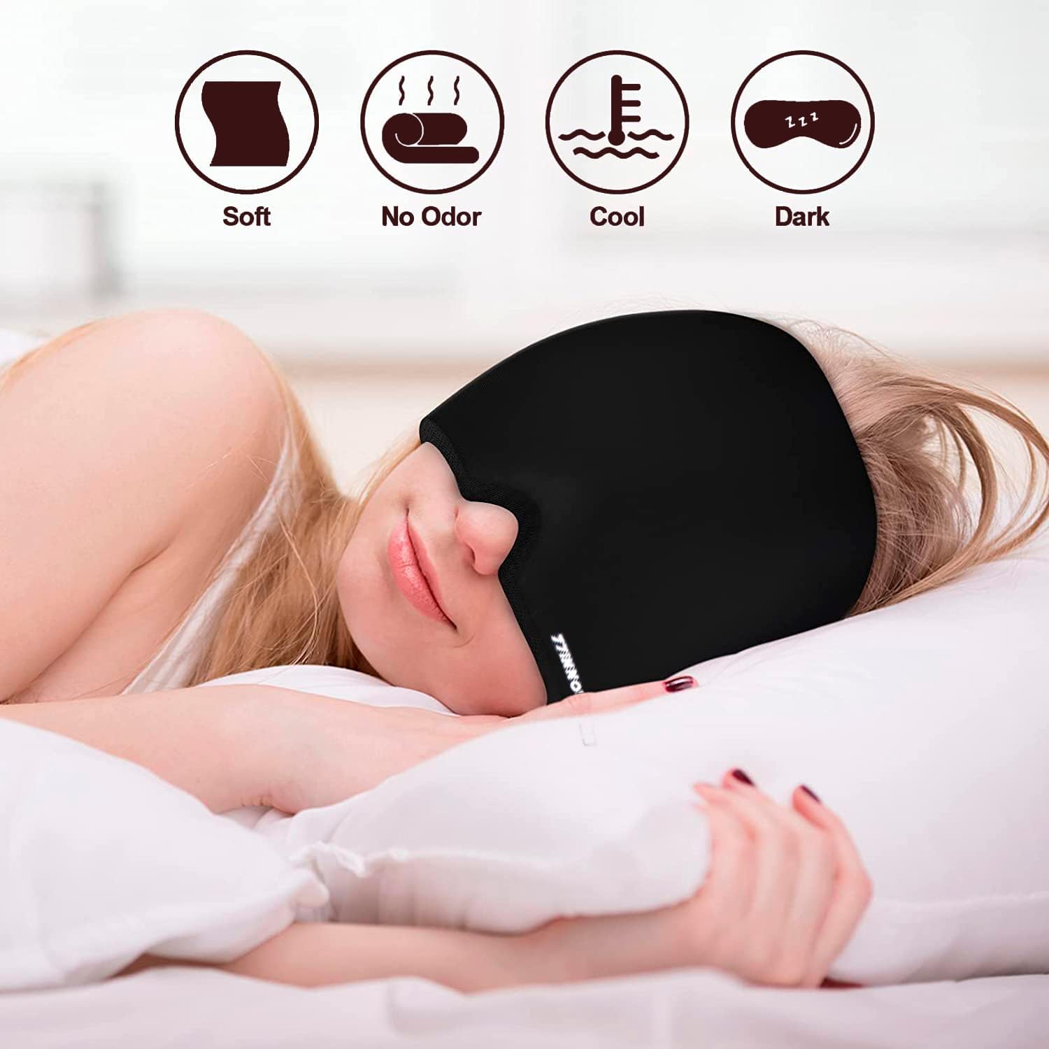 Migraine Ice Head Wrap – Sombrero para aliviar el dolor de cabeza para migraña, tensión, ojos hinchados – Gorra de alivio de migraña para dolor de
