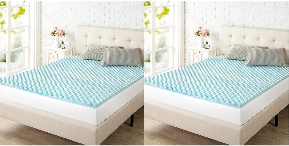 ZINUS Cubrecolchón de espuma viscoelástica de gel en espiral de 1.5234 pulgadas, diseño de flujo de aire refrescante, certificado CertiPUR-US (1.5