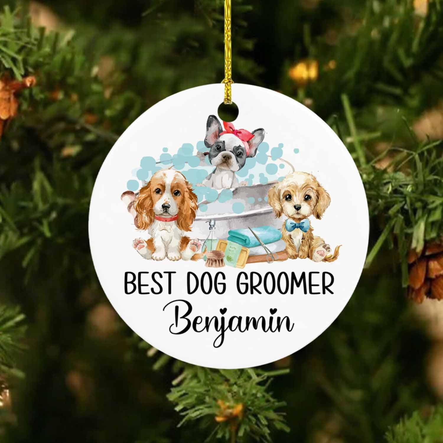 Adorno de peluquero para mascotas, adorno de Navidad para peluquero de perros, decoración de árbol de Navidad, regalo para peluquero de perros,