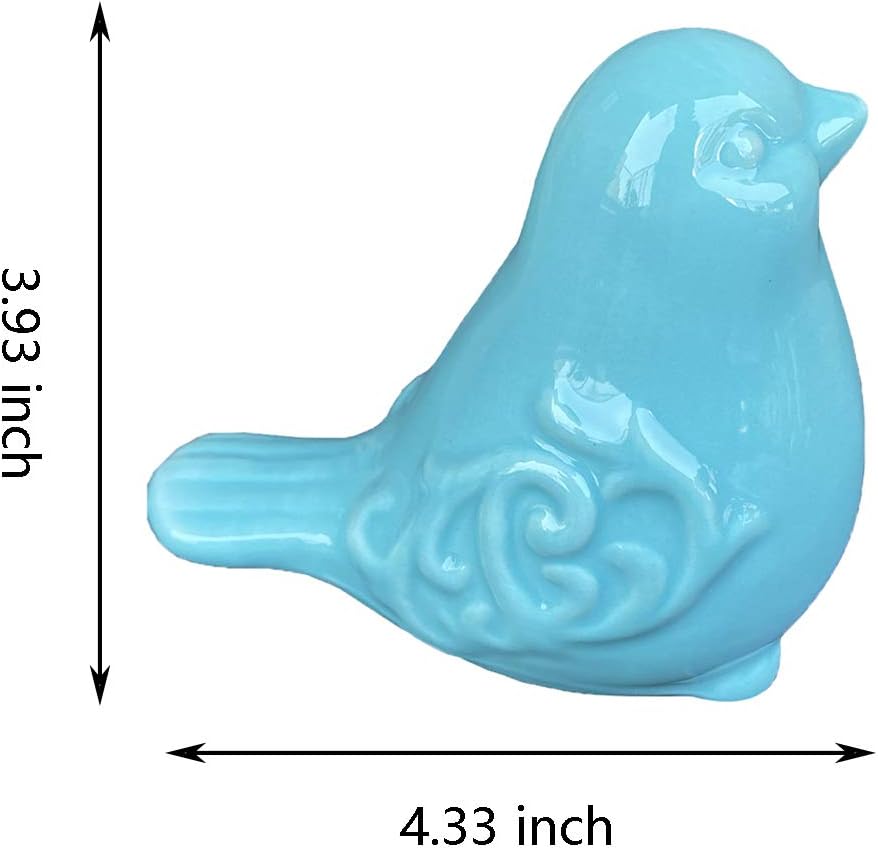 Juego de 2 figuras decorativas de pájaro, estatua de pájaro de cerámica esmaltada, escultura de pájaro para decoración del hogar, jardín, boda o