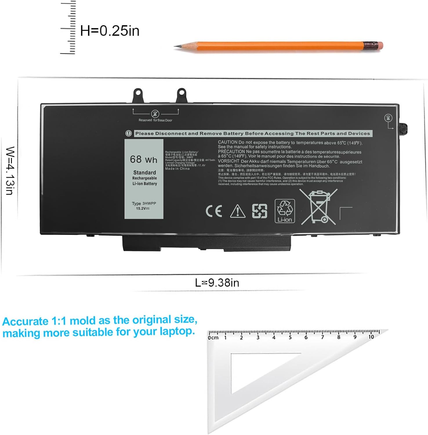 68WH 3HWPP – Batería de repuesto Dell para Dell Latitude 5510 5401 5410 5411 5501 5511 Precision 3541 3551 Inspiron 7706 2 en 1 Inspiron 17 75007506