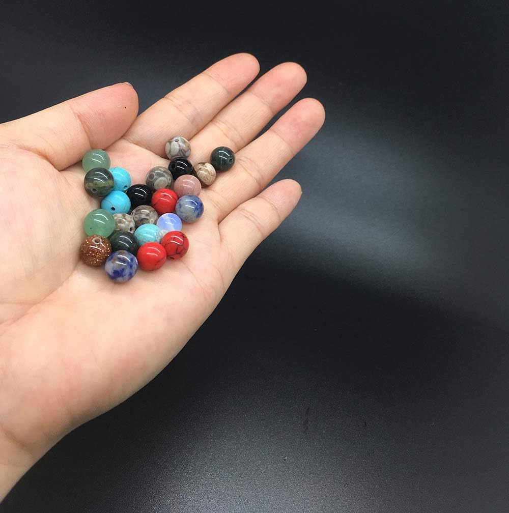 450 cuentas redondas de piedra natural sueltas, orificio de 0.04pulgadas, cuentas lisas para manualidades, pulseras, collares, aros y bisutería