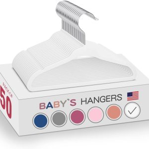 Perchas de terciopelo para niños, paquete de 50 perchas antideslizantes de 11 pulgadas, ganchos giratorios de 360, perchas blancas fuertes y Perchas de terciopelo para niños, paquete de 50 perchas antideslizantes de 11 pulgadas, ganchos giratorios de 360, perchas blancas fuertes y