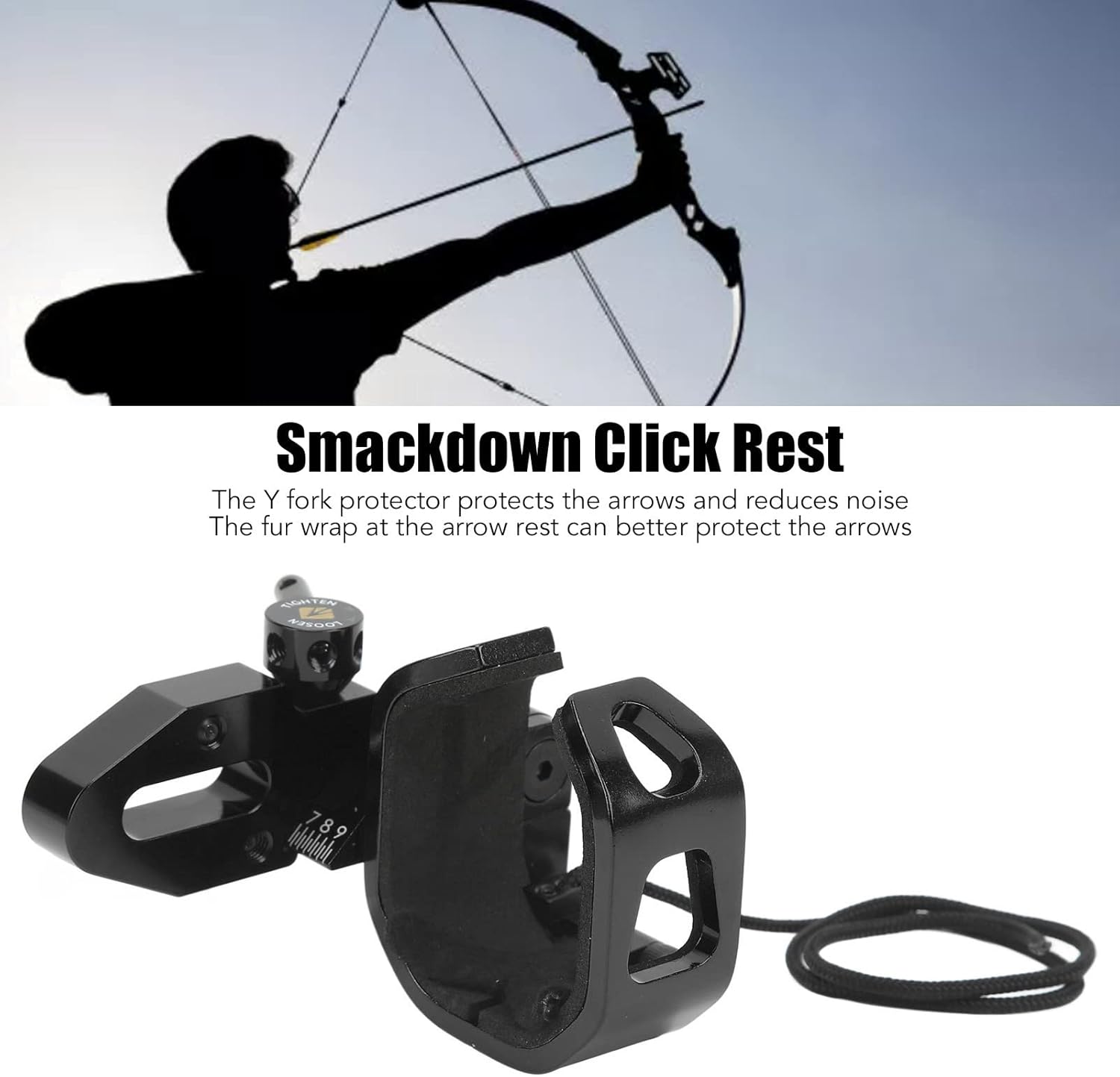 Jeanoko Smackdown Click Rest, Clear Scale Smackdown Lockup Click Arrow Rest – Accesorio de tiro con arco para campo de tiro con arco