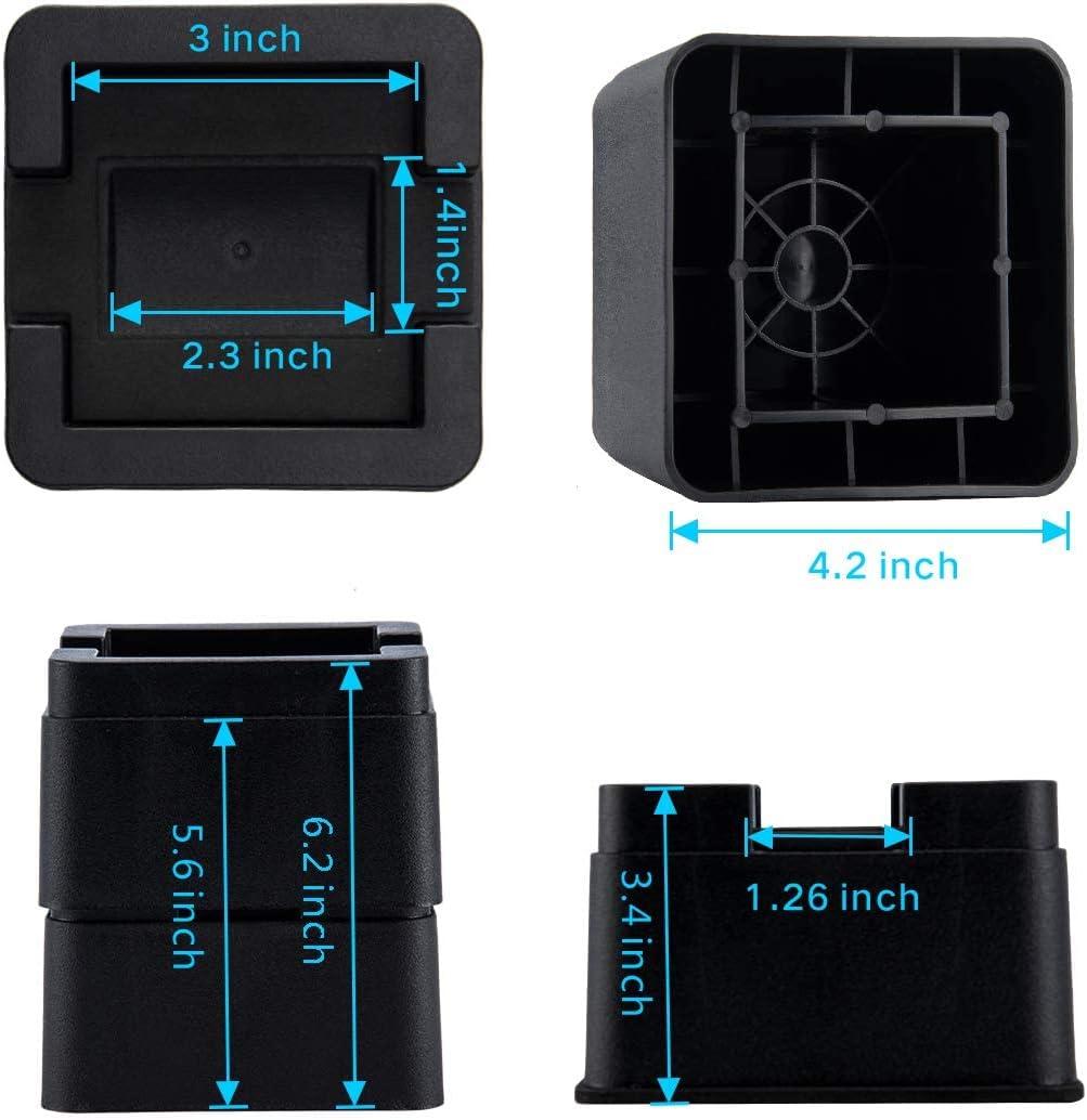 BTSD-home Elevadores de cama resistentes de 3 pulgadas, elevadores de cama ajustables para todas las ruedas de muebles, sofá, mesa y sofá, paquete