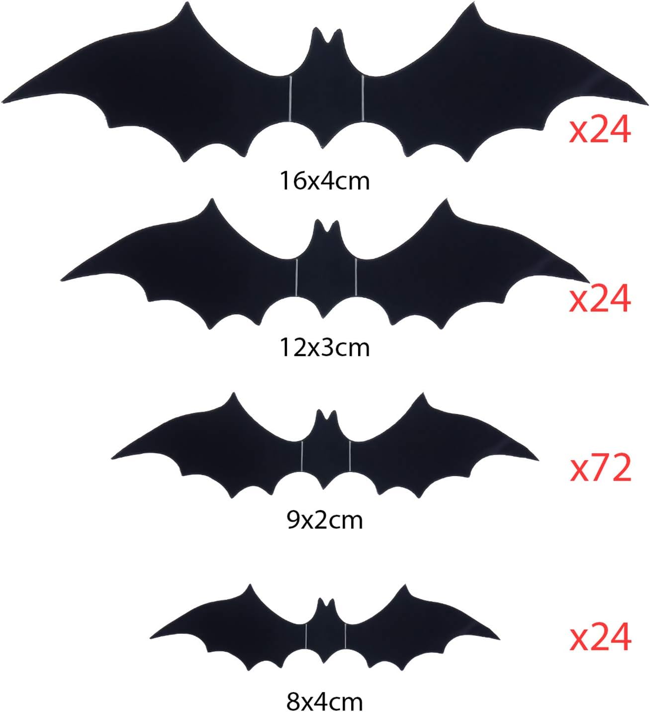 Boao 144 calcomanías de pared de murciélagos 3D de plástico aterrador para Halloween, suministros de fiesta de Halloween, murciélagos decorativos de