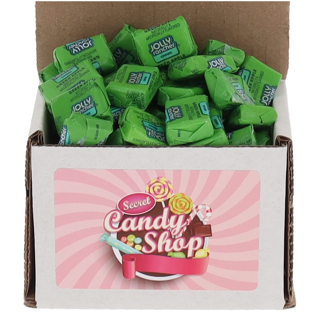 SECRET CANDY SHOP Jolly Rancher – Caramelos masticables en caja, 8 onzas (envueltos individualmente) (manzana verde)
