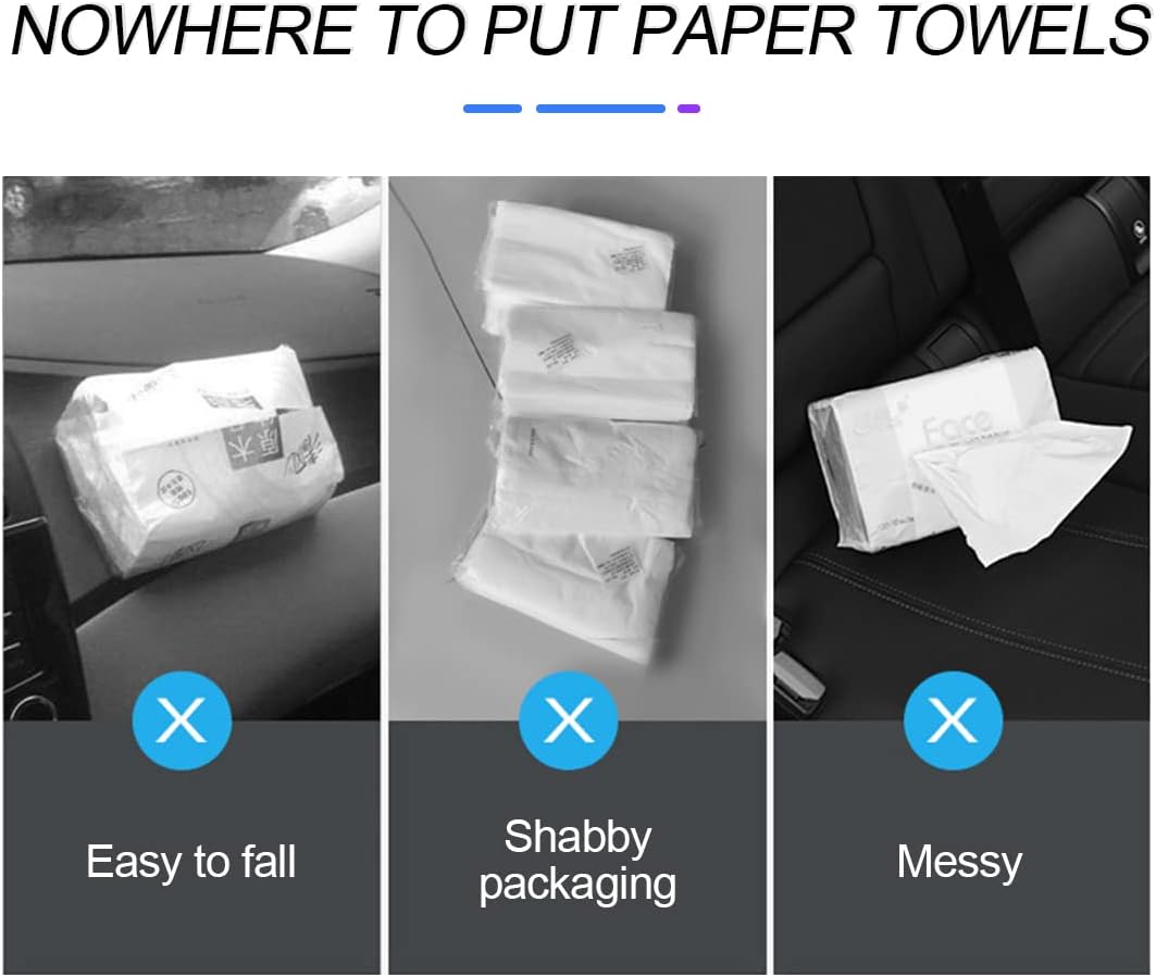 XINLIYA Soporte para pañuelos de automóvil, servilletero para visera solar, funda de toalla de papel colgante, caja de pañuelos de piel sintética,