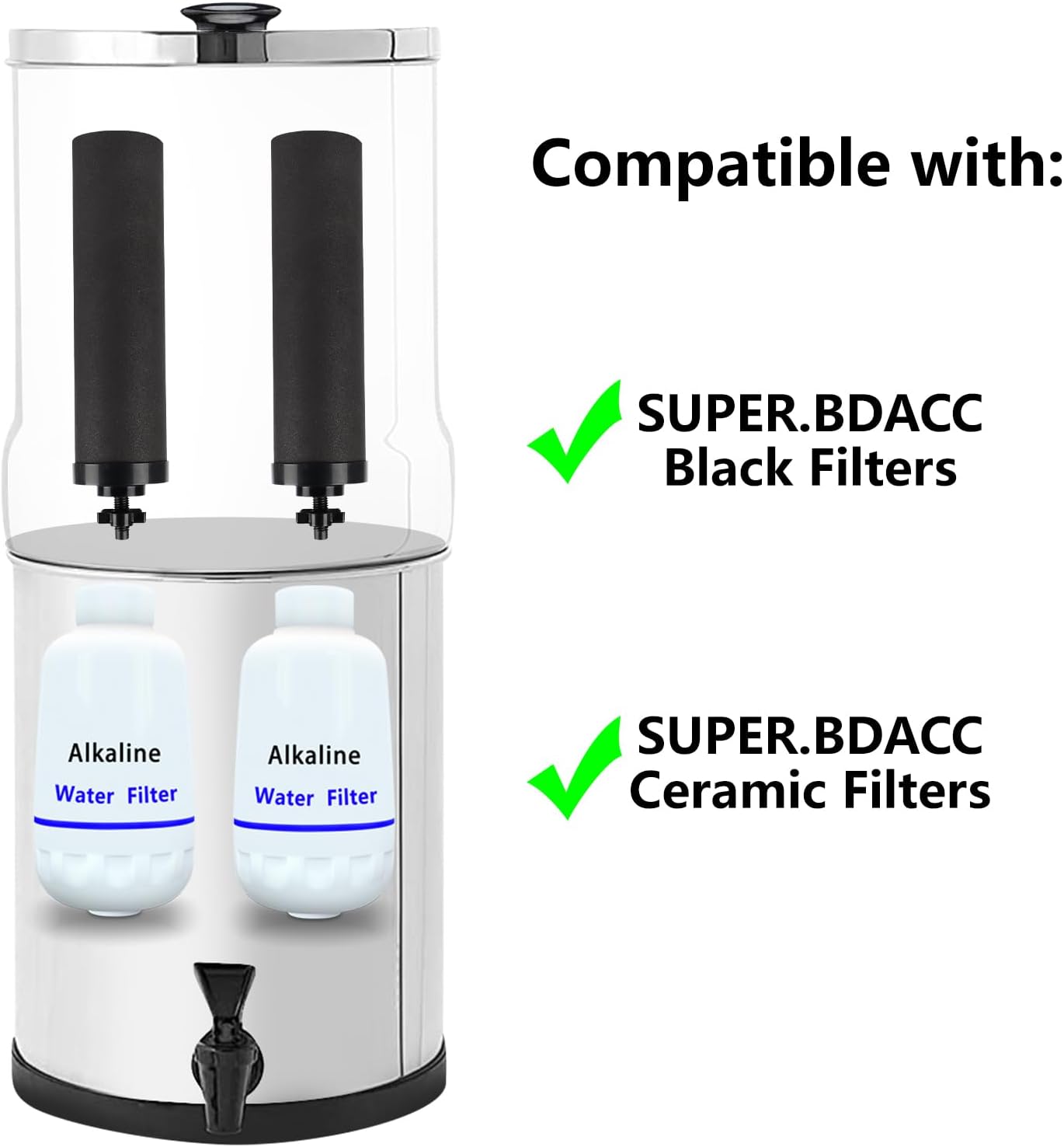 Filtro de agua alcalino, sistema de filtración de agua de recarga de pH por gravedad de encimera, interfaz purificadora compatible con bloques de