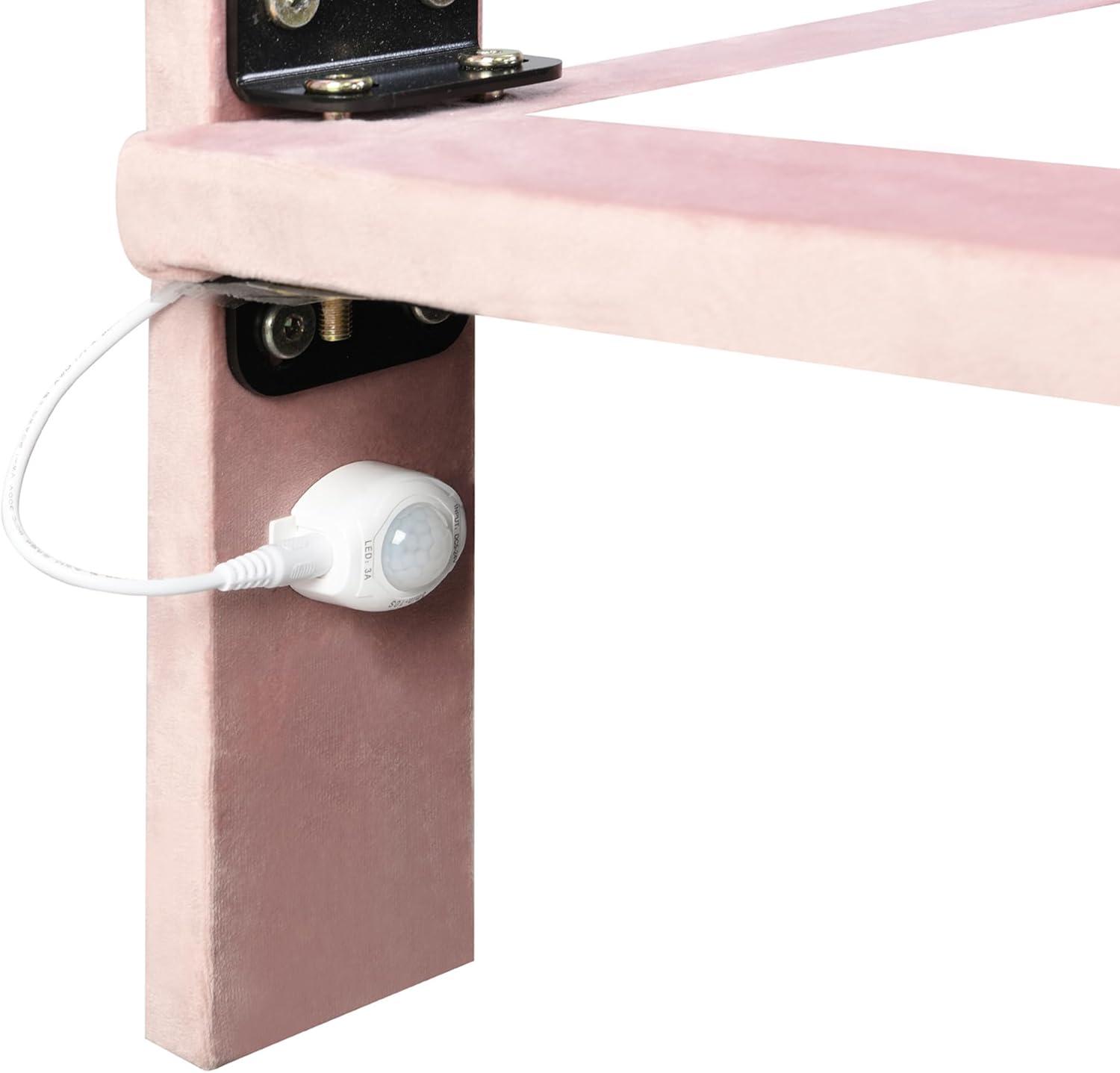 SOFTSEA Base de cama flotante tamaño Queen, plataforma tapizada con luz inteligente y cabecero, marco de cama de terciopelo tamaño Queen con soporte