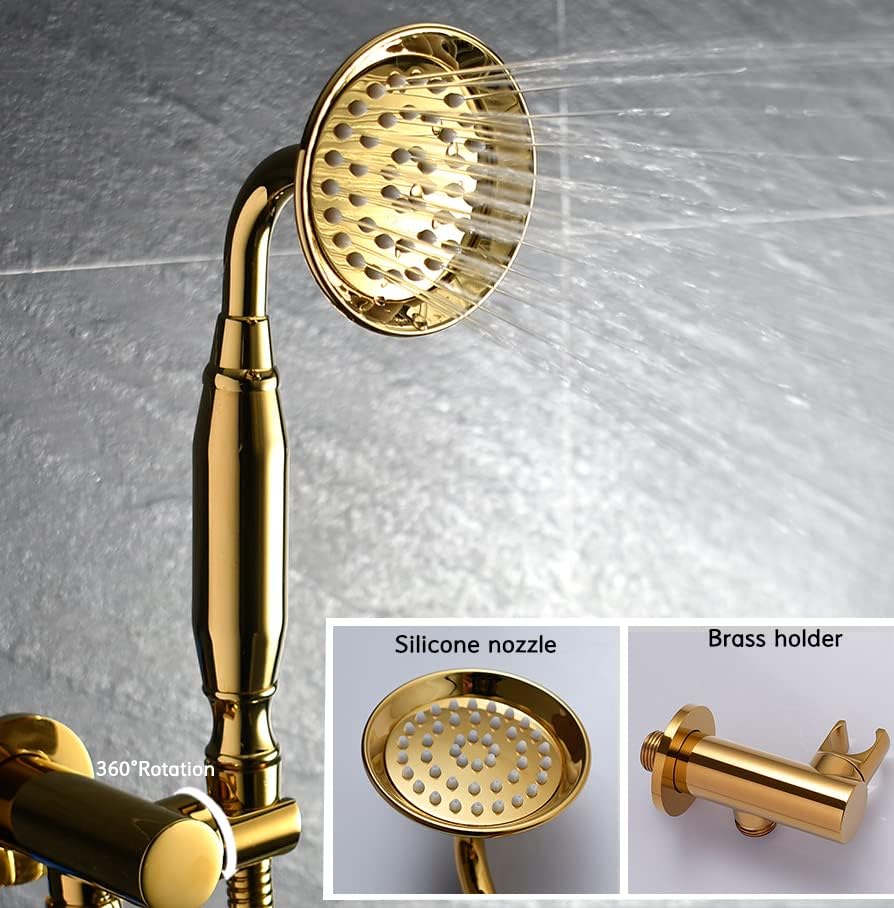 Sistema de ducha AYIVG – Sistema de chorros de cuerpo de ducha de techo, grifo de ducha antiguo, juego completo de ducha con equilibrio de 3 vías,