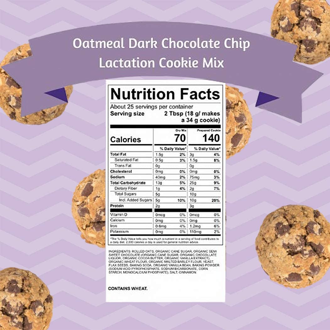 MilkBliss Dark Chocolate Chip Lactation Cookie Mix- Oatmeal Breastfeeding Cookie Supplement Support for Milk Supply Increase 15 oz