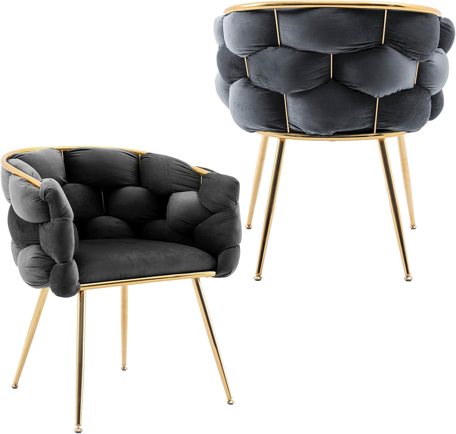 Sillas de comedor de terciopelo, sillas decorativas modernas con patas de metal dorado para comedor, cocina, tocador, sala de estar, juego de 2