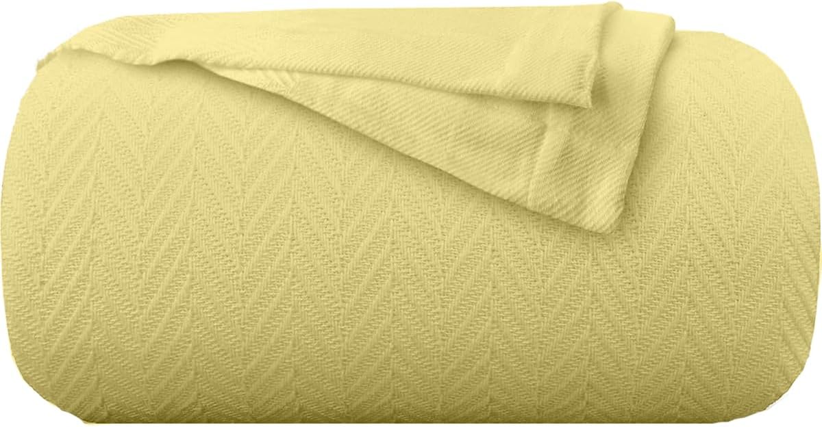 Kotton Culture Manta de cama de tamaño individual para sofá, 100% algodón, transpirable, para todas las estaciones, para sofá, ligera, con patrón de
