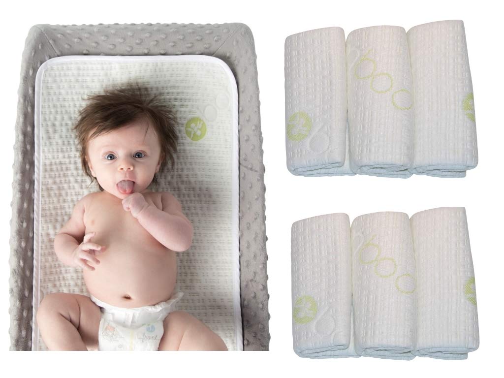 Paquete de 6 cambiadores de rayón de bambú lavables y absorbentes, material extra suave, reutilizable, a prueba de fugas, funda protectora de