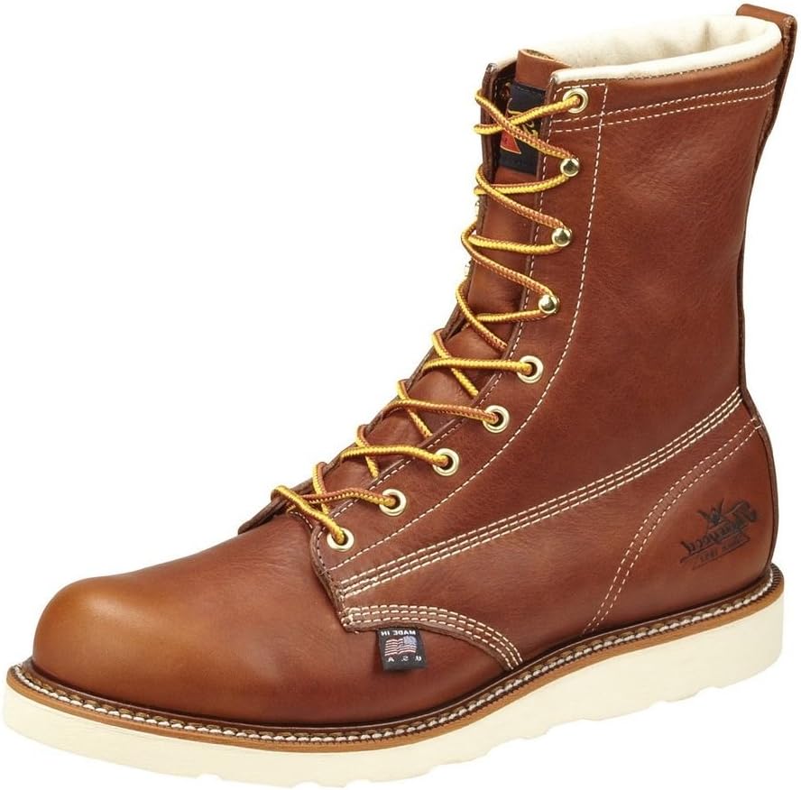 Thorogood American Heritage – Botas de trabajo de 8 pulgadas para hombre hechas de cuero de primera calidad con suela de cuña antideslizante y